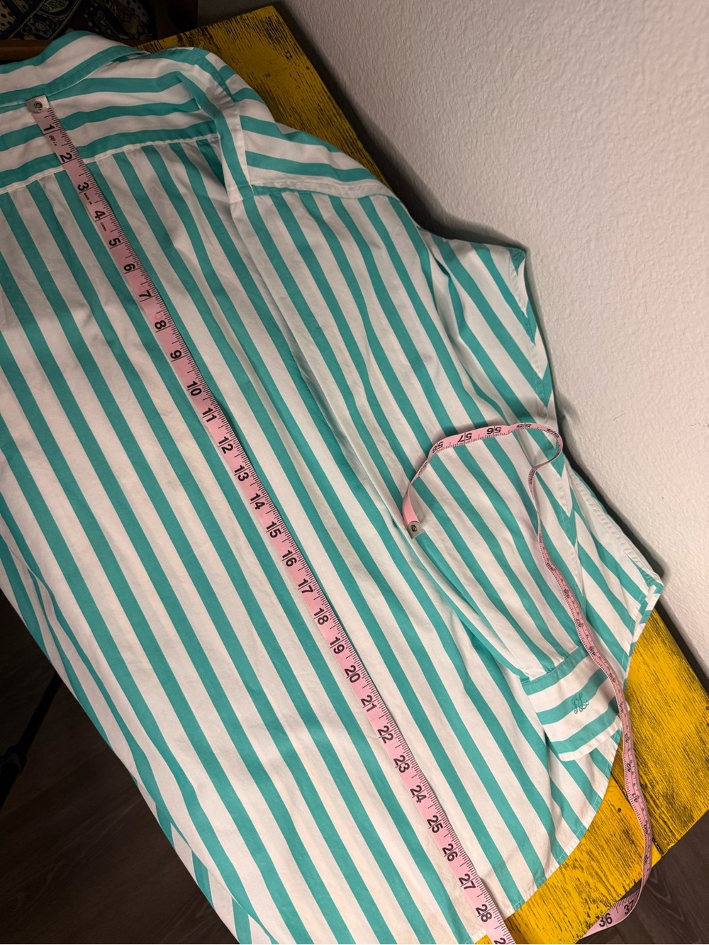 Ralph Lauren Button-Up Shirt Turquoise White Striped Long Sleeve Women’s Size 8 - Picture 9 of 9